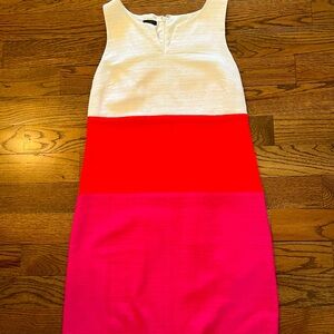 Color block red, white, and magenta dress